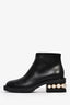 Nicholas Kirkwood Black Leather Faux Pearl Ankle Boots 38