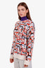 Prada Orange/Purple Wool Cashmere Abstract Pattern Knit Sweater Size 44