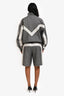 Louis Vuitton Grey Check Wool Damier Azur Zip Track Jacket + Bermuda Shorts Set Size XS