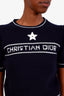 Christian Dior Navy Cashmere Wool Knit Short Sleeve Sweater Size 4
