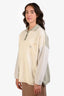 Loewe Cream/Sage Green/Grey Wool Partial Button-Up Polo Sweater Size S