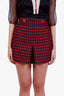 Gucci Red Wool Houndstooth GG Button Mini Skirt Size 40