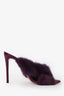 Aquazzura Purple Fur Purr 105 Mules Size 37.5