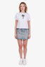 Miu Miu Blue Denim Cherry Print Mini Skirt Size 40