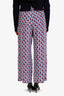 Weekend Max Mara Pink/Blue Silk Patterned Wide Leg Pants Size 2