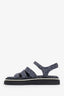 Pre-loved Chanel™ Navy Tweed Faux Pearl Trimmed Sandals Size 36.5
