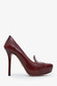 Prada Red Leather Embroidered Heels Size 36