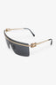 Miu Miu Gold Metal Rectangle Shield Sunglasses