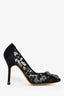 Manolo Blahnik Black Lace Crystal Detail Hangisi Heels Size 36