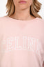 Celine Pink Cotton Logo Crewneck Cropped Sweatshirt Size L