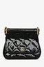 Pre-loved Chanel™ 2022+ Black Patent Leather Quilted Frame Clutch Flap with Chain