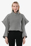Issey Miyake Black/White Striped Pointed Shoulder Top Size 2