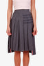 Thom Browne Grey Wool 4-Bar Stripe Pleated Midi Skirt Size 35