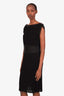 Pre-loved Chanel™ Black Silk Blend Knit Shoulder Button Detail Sleeveless Dress Size 42