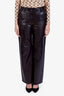 Lafayette 148 Black Lamb Leather Sullivan Straight Leg Pants Size US 0