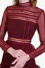 Self-Portrait Burgundy Lace Long Sleeve Mini Dress Size 6