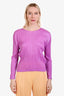 Pleats Please Purple Pleated Long Sleeve Boat Neck Top Estimated Size Small