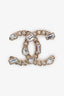 Pre-loved Chanel™ 24C Light Gold Tone Crystal Chain CC Brooch