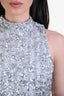 Amanda Uprichard Silver Sequins High Neck Mini Dress Size S