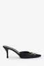 Gucci by Tom Ford 2000s Black GG Canvas Leather Heeled Mules Size 7.5