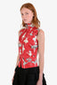 Hermès Vintage Red Silk Ballerina 'La Danse' Zip Vest Size 36