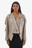 Issey Miyake Beige Sleeve Cut Out Cropped Trench Jacket Size 4