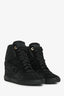 Louis Vuitton Black Suede Monogram Sneaker Wedges Size 36.5