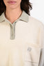 Loewe Cream/Sage Green/Grey Wool Partial Button-Up Polo Sweater Size S