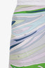 Emilio Pucci Green/Blue Silk Printed Midi Skirt Size 10