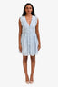 Self-Portrait Light Blue Metallic Floral Print Mini Dress Size 4