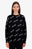 Balenciaga Black Wool Logomania Sweater Size XS