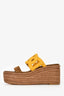 Hermès Brown/Yellow Ithea 30 Espadrille Heels Size 37