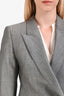 Alexander McQueen Grey Wool Structured Asymmetric Blazer Size 44
