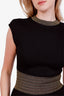 Balmain Black/Gold Sparkly Knit Short Sleeve Mini Dress Size 36