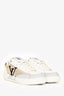 Louis Vuitton White/Gold Leather Logo Metallic Low Profile Sneakers Size 35