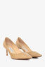 Jimmy Choo Beige Patent Aurora Pointed Toe Pumps Size 37.5