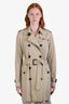 Burberry Tan 'The Kensington' Belted Midi Trench Coat Size 12