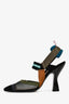 Fendi Black/Teal Mesh Sport 'Colibri' Slingback Heels Size 38