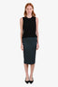 Stella McCartney Black/Green Peplum Top Midi Dress Size 42