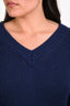 Akris Punto Navy Wool Cashmere Blend Knit V-Neck Sweater Size 10