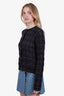Gucci Black Glitter Wool Check Interlocking G Button Cardigan Size M