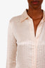 Alexander Wang Pink Silk Crystal Embellished Button Down Shirt Dress Size XS