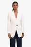 Brunello Cucinelli White Linen Shoulder Padded Single Button Blazer Size 38