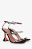Amina Muaddi Black Suede 'Gilda 95' Embellished Ankle Strap Heels Size 37