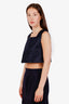 Miu Miu Navy Ruffle-detail Cropped Tank Top Size 40