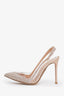 Sergio Rossi Nude Crystal Embellished Slingbacks Size 37.5