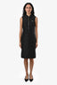 Prada Black 2023 Re-Nylon Quarter Zip-Up Collared SL Midi Dress Size 38