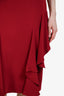 Alexander McQueen Raspberry Silk Ruffle Sleeveless Midi Dress Size 46
