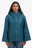 Hermès Blue Cashmere Patterned Zip-Up Hooded Jacket Size 34