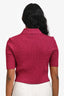 Gucci Pink Knit Sparkly Ribbed Polo Short Sleeve Top Size L